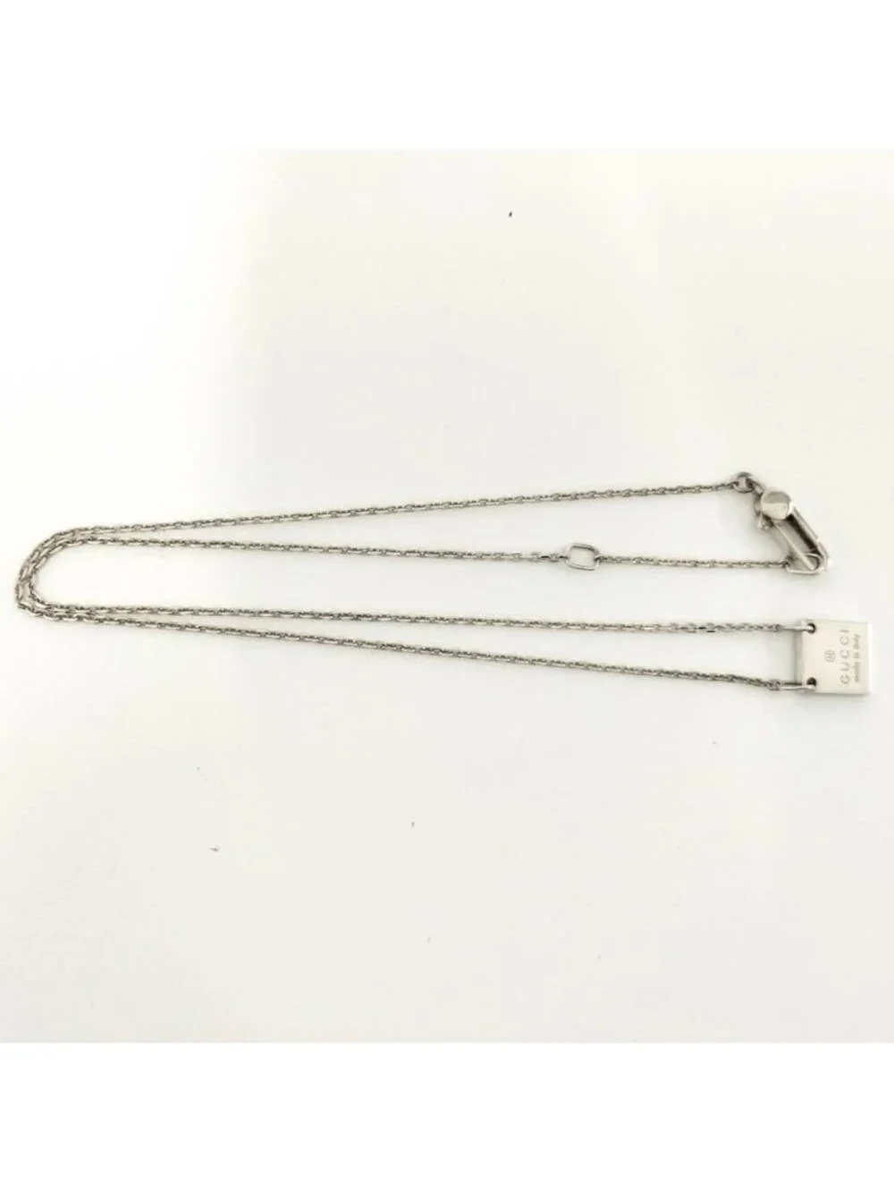 Gucci Square Plate Silver Necklace